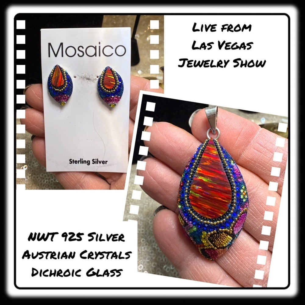 NWT Mosaico Austrian Crystal pendant necklace & earrings 💕💕 new line! 💕💕